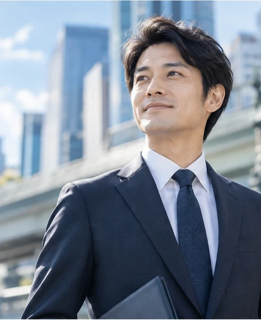日本橋エリアを背景にした行政書士のイメージ